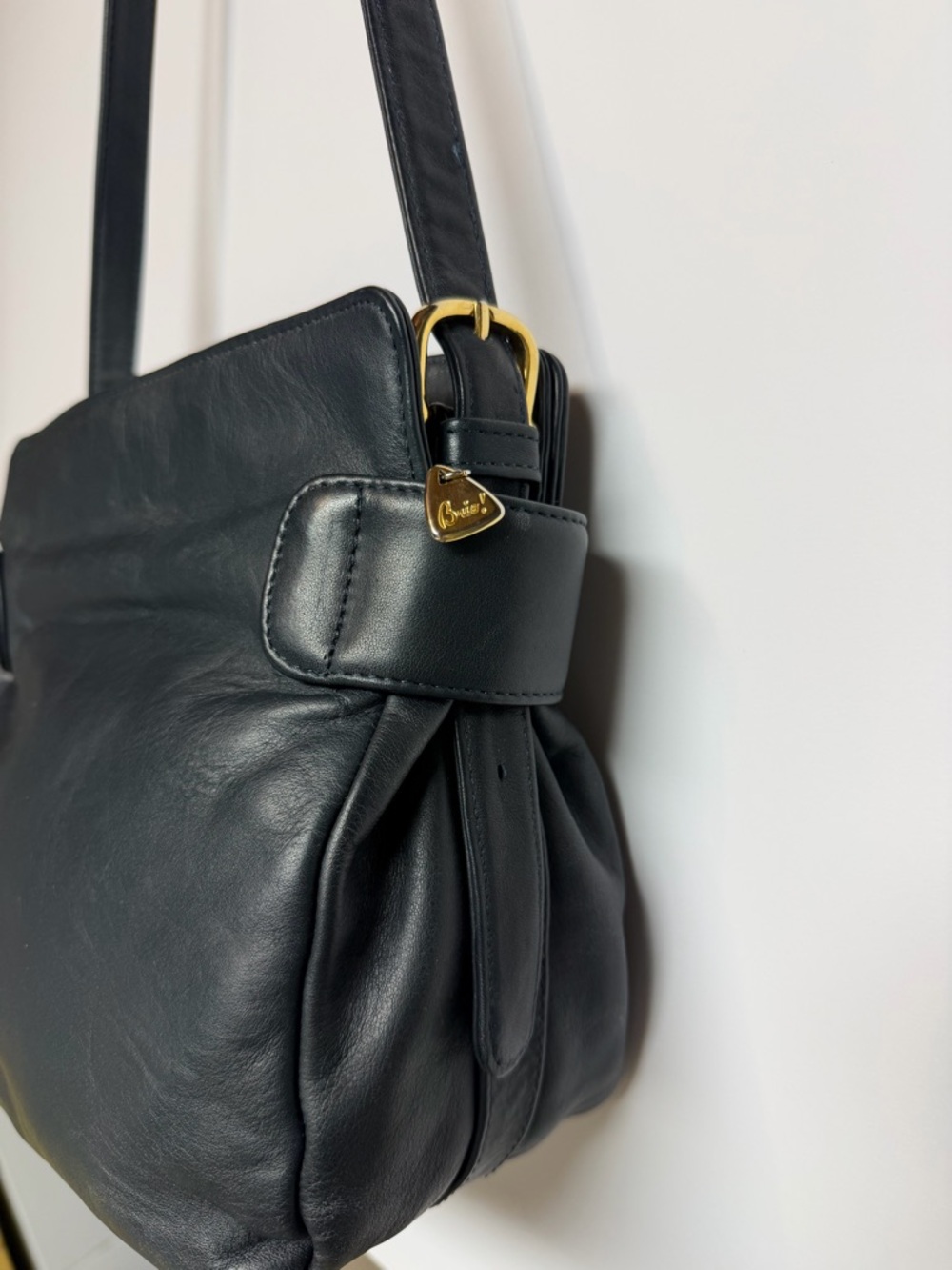 VTG Brio! Genuine Leather Navy Shoulder Bag - Picture 4 of 9